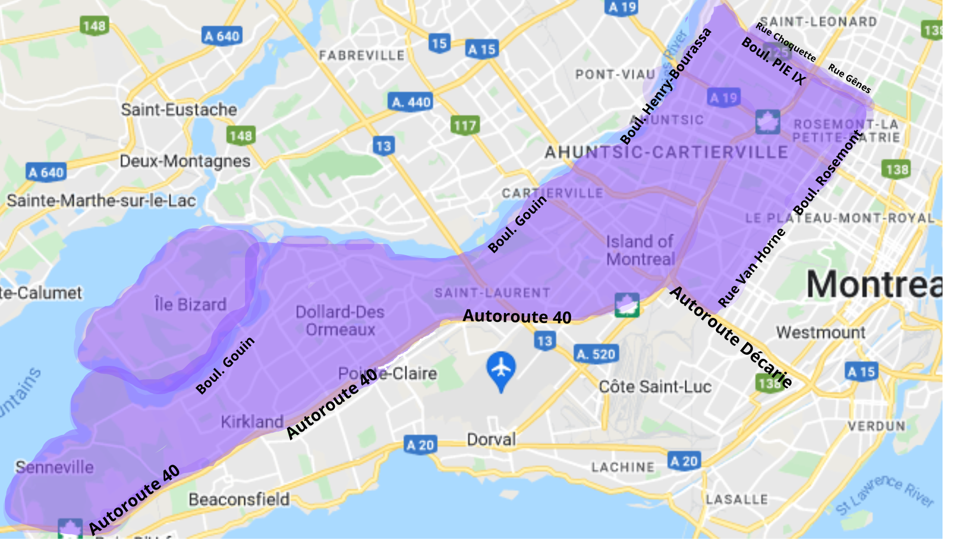 Territoires de l'ACEF du Nord de Montréal